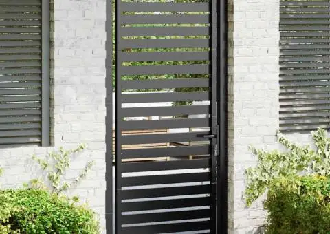 Poarta de gradina incuiata neagra 100x200 cm aluminiu - 1/5