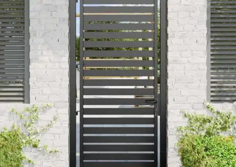 Poarta de gradina incuiata neagra 100x200 cm aluminiu - 3/5