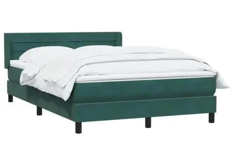 Pat box spring cu saltea, Verde închis, 140x210 cm, catifea - 3/5