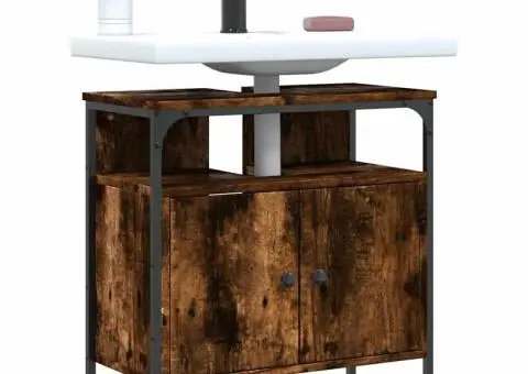 Dulap chiuvetă baie, stejar fumuriu, 60x30x60 cm lemn prelucrat - 1/5