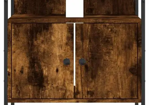 Dulap chiuvetă baie, stejar fumuriu, 60x30x60 cm lemn prelucrat - 5/5