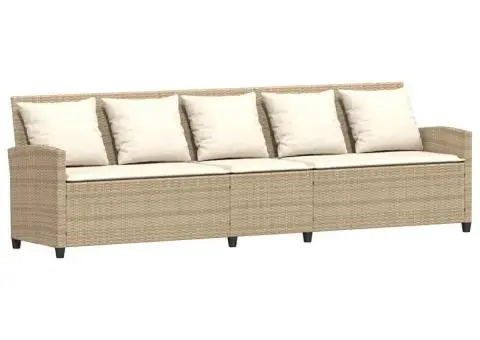 Canapea de grădină cu 5 locuri cu perne din polirattan bej - 2/5