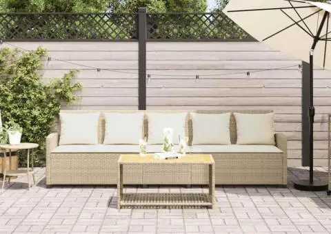 Canapea de grădină cu 5 locuri cu perne din polirattan bej - 3/5