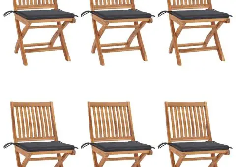 Scaune de grădină pliabile cu perne, 6 buc., lemn masiv de tec - 1/5