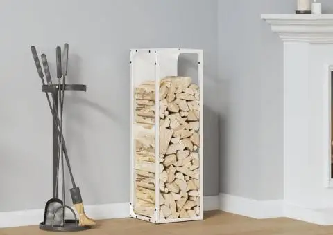 Suport pentru lemne de foc alb 25x25x80 cm Oțel laminat la rece - 1/5