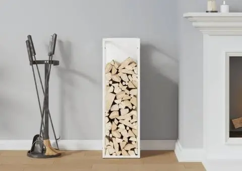 Suport pentru lemne de foc alb 25x25x80 cm Oțel laminat la rece - 3/5