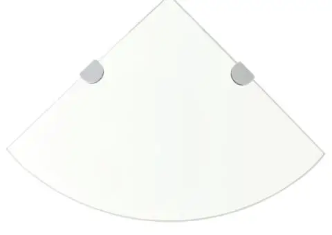 Raft de colț cu suporți de crom din sticlă transparentă 35 x 35 cm - 1/5
