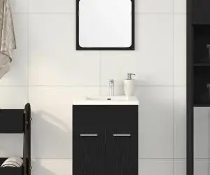 vidaXL Set de mobilier de baie din 2 piese din lemn de stejar negru