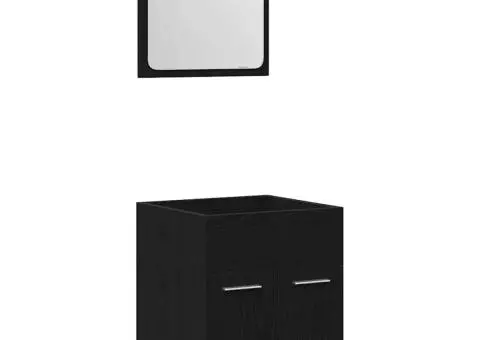Set de mobilier de baie din 2 piese din lemn de stejar negru - 2/5