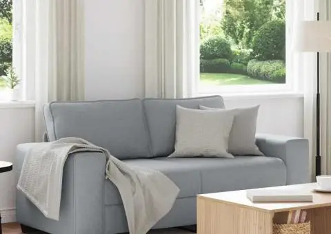 Canapea cu 2 locuri, țesătură gri deschis, 140 cm - 1/5