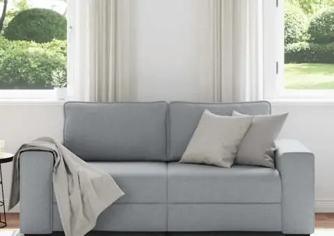 Canapea cu 2 locuri, țesătură gri deschis, 140 cm - 3/5