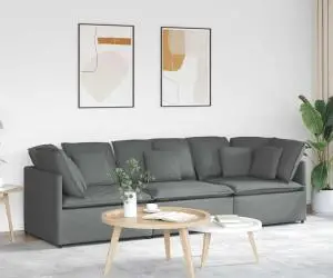 vidaXL Canapea modulară cu perne din stofă gri închis
