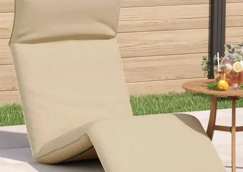 Șezlong pliabil Bej 175x54x8,5 cm țesătură Oxford - 1/5