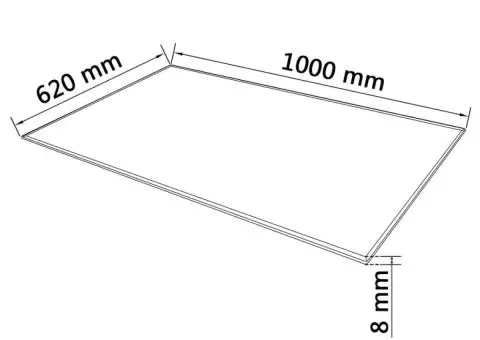 Blat de masă, sticlă securizată, dreptunghiular, 1000 x 620 mm - 4/4