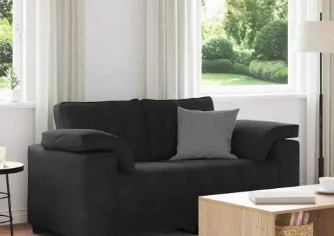 Canapea loveseat neagră 120 cm catifea - 1/5