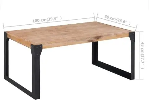 Măsuță de cafea din lemn masiv de acacia, 100 x 60 x 45 cm - 5/5