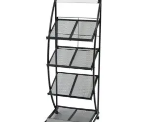 vidaXL Raft reviste A4, 47 x 40 x 134 cm, negru și alb