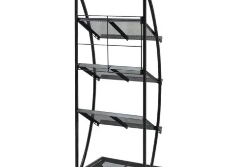 Raft reviste A4, 47 x 40 x 134 cm, negru și alb - 3/5