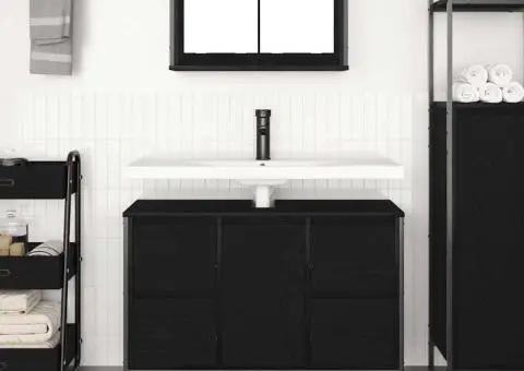 Dulap pentru chiuvetă cu sertare Stejar negru 90x34,5x60 cm - 3/5