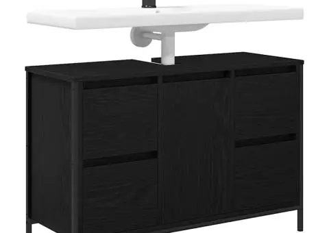 Dulap pentru chiuvetă cu sertare Stejar negru 90x34,5x60 cm - 4/5