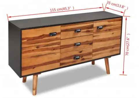 Dulap, 115x35x70 cm, lemn masiv de acacia - 4/5