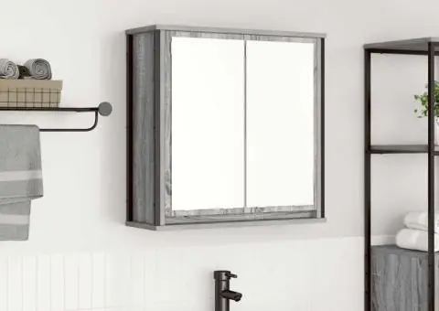 Dulap de baie cu oglindă Gri Sonoma 60x21x60 cm - 1/5