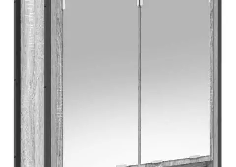 Dulap de baie cu oglindă Gri Sonoma 60x21x60 cm - 2/5