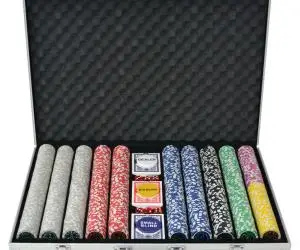 vidaXL Set de poker cu 1000 de jetoane cu laser din aluminiu