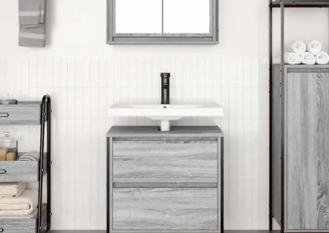 Dulap pentru baie cu sertare Gri Sonoma 60x34,5x60 cm - 3/5