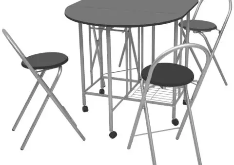 Set masă și scaune de bucătărie pliante MDF, negru, 5 piese - 1/5