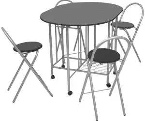 vidaXL Set masă și scaune de bucătărie pliante MDF, negru, 5 piese