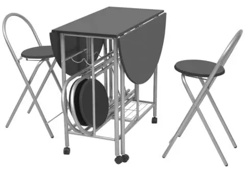 Set masă și scaune de bucătărie pliante MDF, negru, 5 piese - 4/5