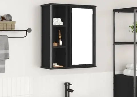 Dulap de baie cu oglindă stejar negru 50x21x60 cm - 1/5