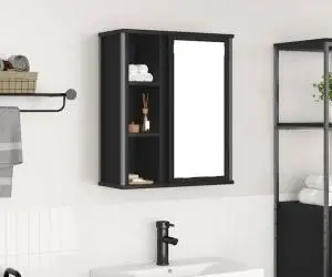 vidaXL Dulap de baie cu oglindă stejar negru 50x21x60 cm