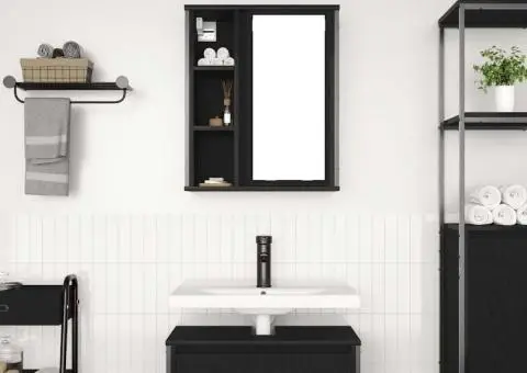 Dulap de baie cu oglindă stejar negru 50x21x60 cm - 3/5