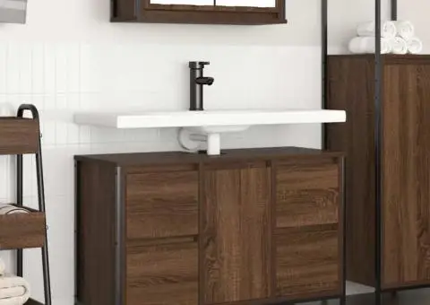 Dulap pentru chiuvetă cu sertare Stejar maro 90x34,5x60 cm - 1/5