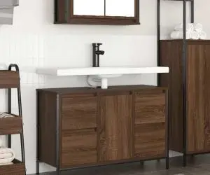 vidaXL Dulap pentru chiuvetă cu sertare Stejar maro 90x34,5x60 cm