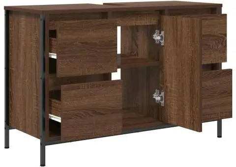 Dulap pentru chiuvetă cu sertare Stejar maro 90x34,5x60 cm - 5/5