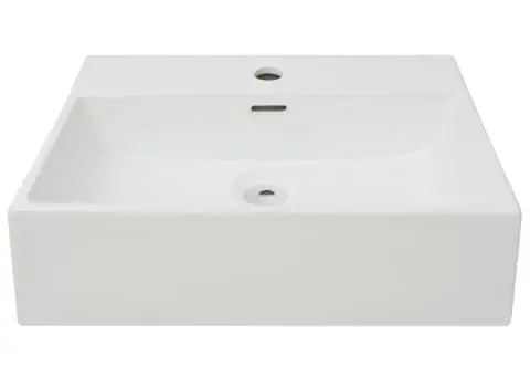 Chiuvetă baie, orificiu robinet, alb, 51,5x38,5x15 cm, ceramică - 3/5