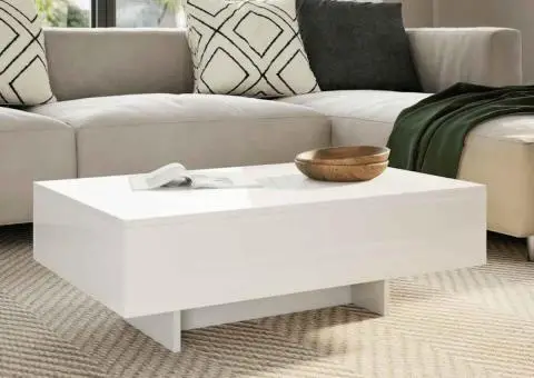 Măsuță de cafea lucioasă, alb - 1/5