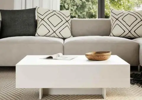 Măsuță de cafea lucioasă, alb - 3/5