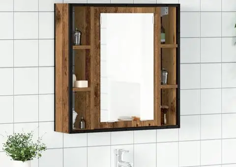 Dulap cu oglindă de baie lemn vechi 60x16x60 cm lemn de lemn - 1/5