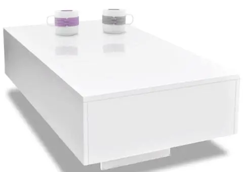 Măsuță de cafea lucioasă, alb - 4/5