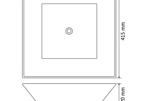 Chiuvetă ceramică pătrată, alb, 41,5 x 41,5 x 12 cm - 5/5