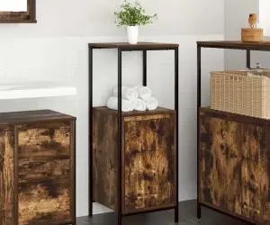 vidaXL Dulap de baie cu rafturi stejar afumat 36x35x95 cm