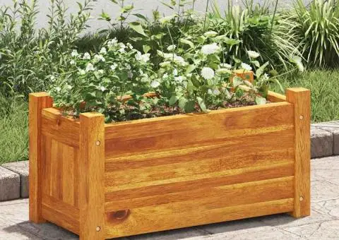 Strat înălțat de grădină, 50x25x25 cm, lemn de acacia - 3/5