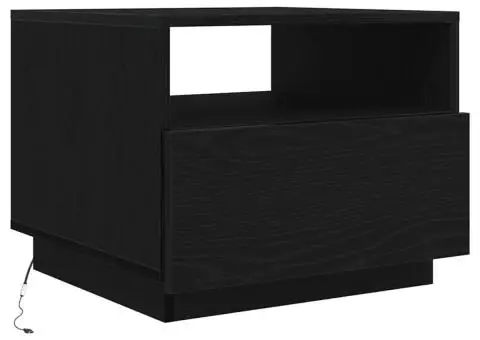 Masuta de cafea cu lumini LED Stejar negru 50x49x40 cm - 2/5
