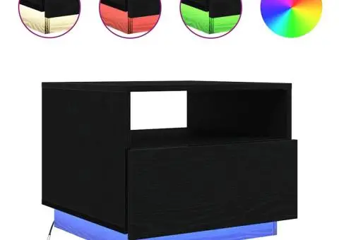 Masuta de cafea cu lumini LED Stejar negru 50x49x40 cm - 3/5