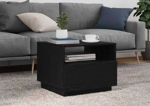 Masuta de cafea cu lumini LED Stejar negru 50x49x40 cm - 4/5