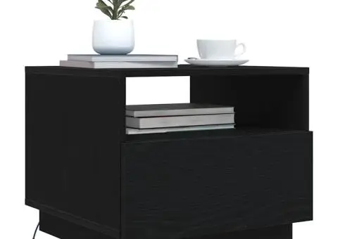 Masuta de cafea cu lumini LED Stejar negru 50x49x40 cm - 5/5